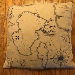 Beige Vintage Map-Style Throw Pillows (Set of 2)